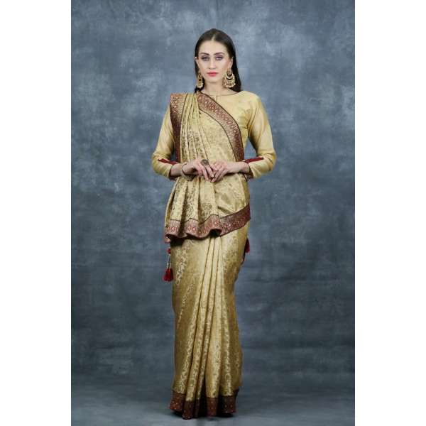 Gold Ethnic Indian Wedding Saree