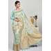 Mint Linen Heavy Embellished Wedding Saree