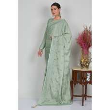 Light Mint Embroidered Indian Saree