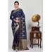 Navy Blue Brocade Indian Party Wear Saree