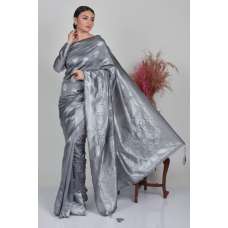 Grey Banarasi Party Wear Designer Saree