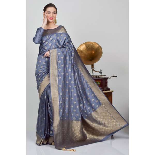 Grey Banarasi Indian Readymade Saree