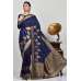 Navy Blue Brocade Indian Party Wear Saree