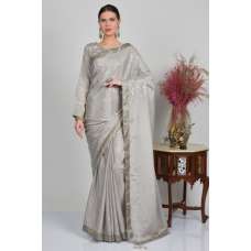 Grey Shimmering Indian Party Saree
