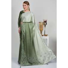 Moss Green Shaded Satin Party Saree