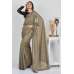 Brown & Black Plain Casual Saree