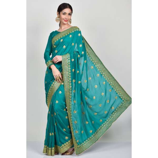 Ferozi Party Wear Indian Designer Saree