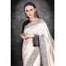 Off White & Black Bridal Party Wear Saree