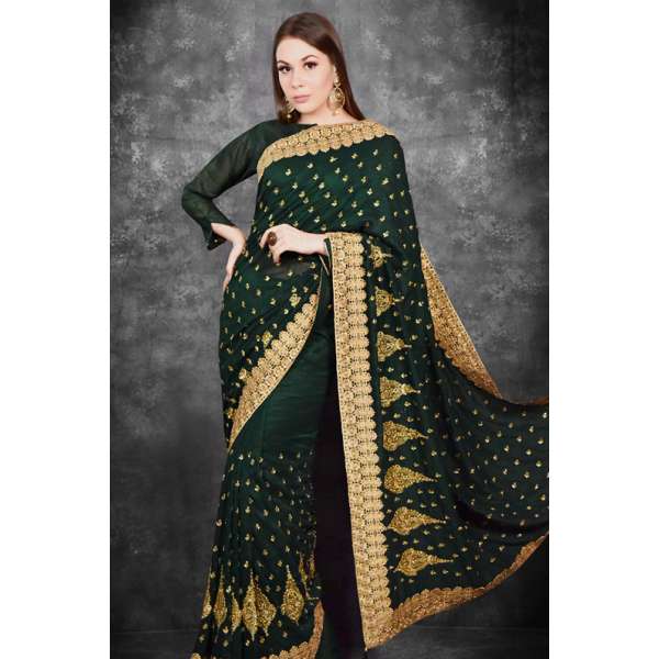 Chive Green Women's Georgette Saree