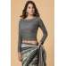 ASH GREY ABSTRACT PRINT DESIGNER READY MADE SAREE