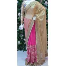 PINK & GOLD SHIMMERING WEDDING SAREE