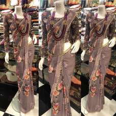 Brown Granite 3D Printed Casual Saree