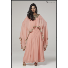 DULL PINK CAPE STYLE FLARED READY MADE DRESS