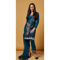 Teal Readymade Pakistani Salwar Suit 