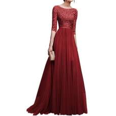Berry Red Designer Long Party Prom Dress