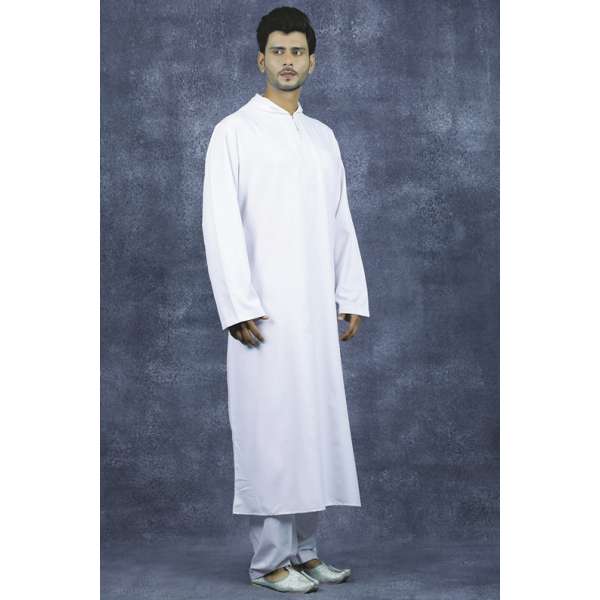 Comfortable White Cotton Jubba For Men 