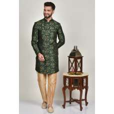 Green Embellished Indian Men's Wedding Kurta Pajama