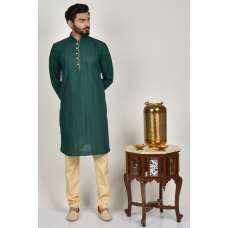 Bottle Green & Beige Pakistani Men Kurta Pajama