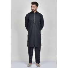 Black Vintage Style Men's Shalwar Kameez