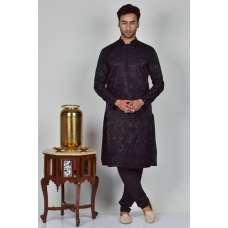 Black Ethnic Indian Mens Kurta Pajama