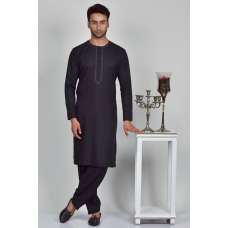 Black Embroidered Round Neck Kurta Shalwar