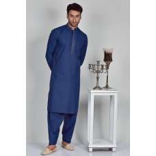 Navy Blue Men's Fancy Kurta Shalwar