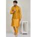 Mustard Jammawar Wedding Wear Mens Waistcoat