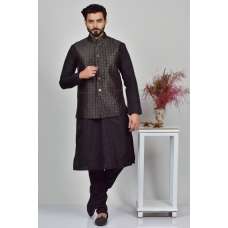 Black Brocade Style Formal Waistcoat