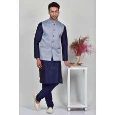 Grey Pocket Embroidered Formal Waistcoat