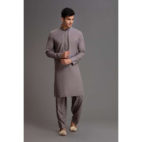 GREY DESIGNER KURTA SUIT FOR MEN