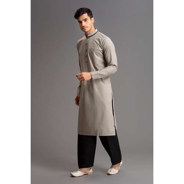 GREY AND BLACK DESIGNER PAKISTANI MENS DRESS