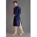 NAVY BLUE AND BEIGE AFGHANI LOOK MENSWEAR PAJAMA KURTA SUIT