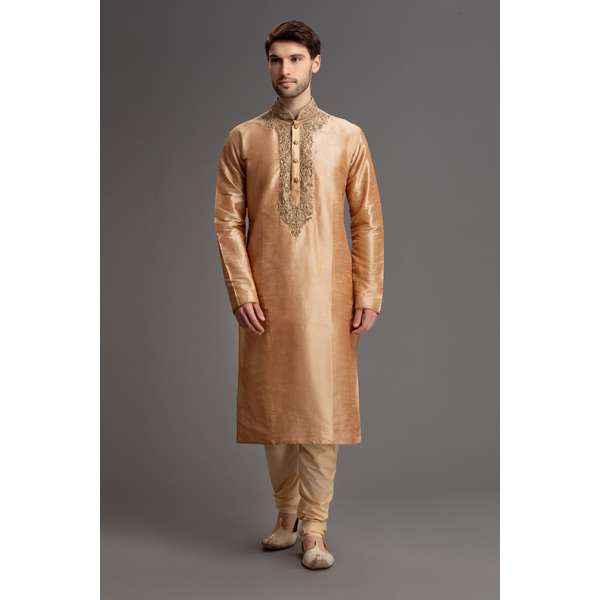 RICH GOLD EMBROIDERED KURTA PAJAMA DRESS FOR GROOM