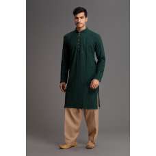 GREEN AND BEIGE MEN'S EID KURTA SHALWAR KAMEEZ