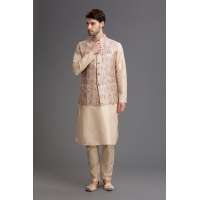 CREAM AND GOLD MENSWEAR JACKET SHALWAR KAMEEZ