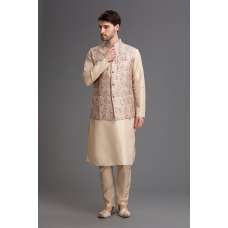 CREAM AND GOLD MENSWEAR JACKET SHALWAR KAMEEZ