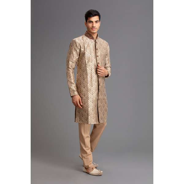 GOLD MEN'S WEDDING SHERWANI SUIT 