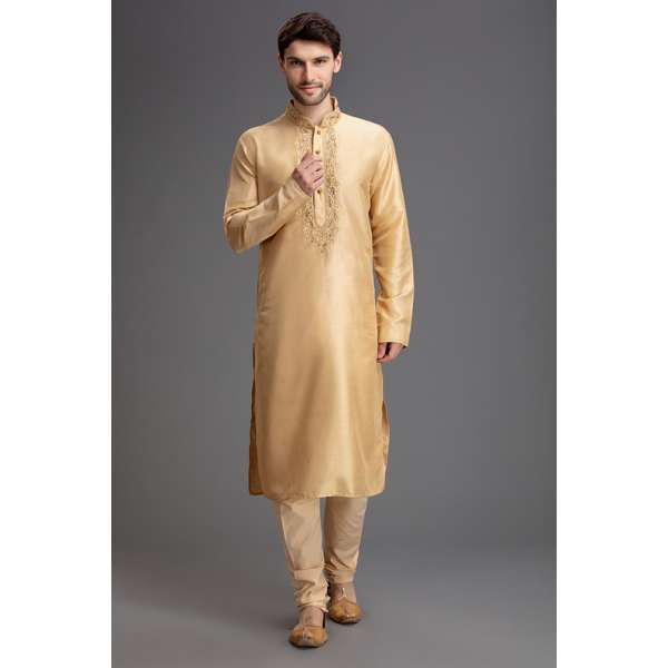 Gold Embroidered Indian Men's Wear Kurta Pajama