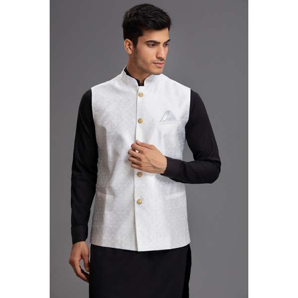 BEAUTIFUL WHITE EID SALWAR MENS WAISTCOAT SUIT 