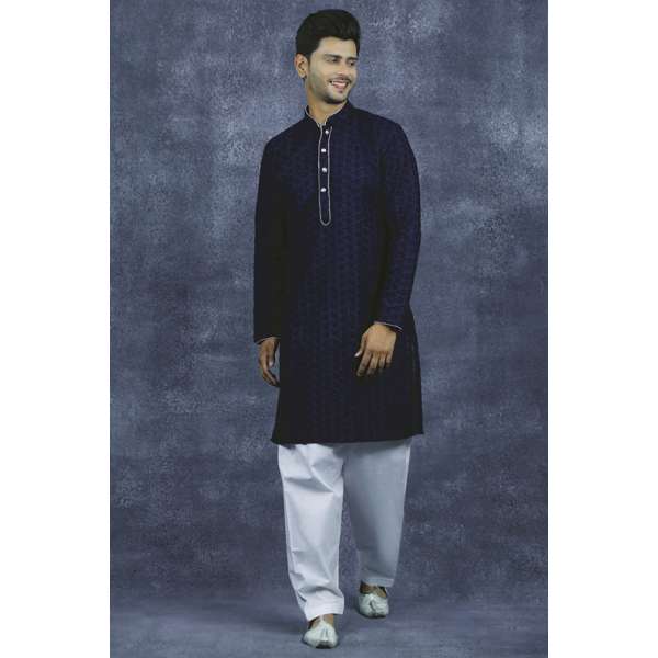 Blue Kurta Indian Shalwar Menswear Suit