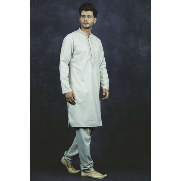 Pista Embroidered Indian Kurta Men's Suit