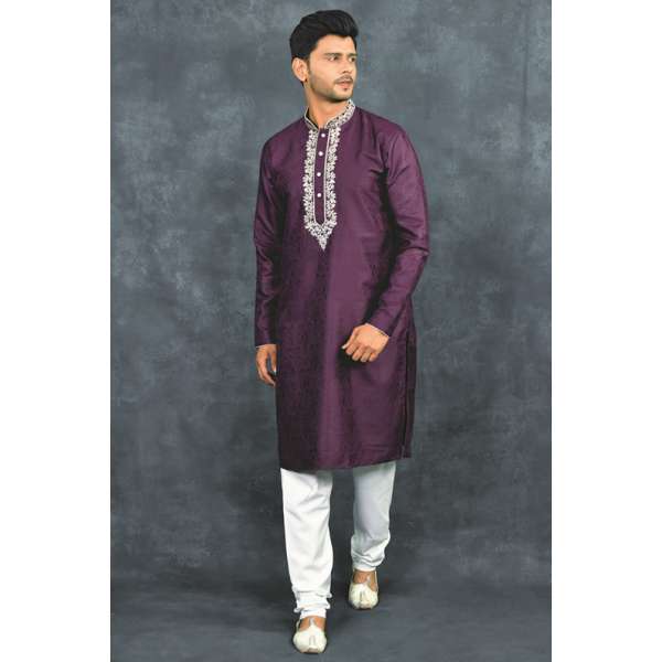 Purple Indian Kurta Festive Menswear Suit