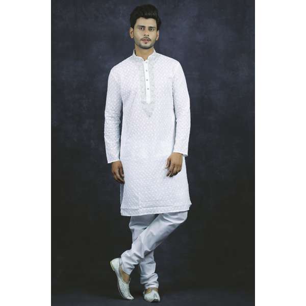 White Punjabi Kurta Indian Mens Suit