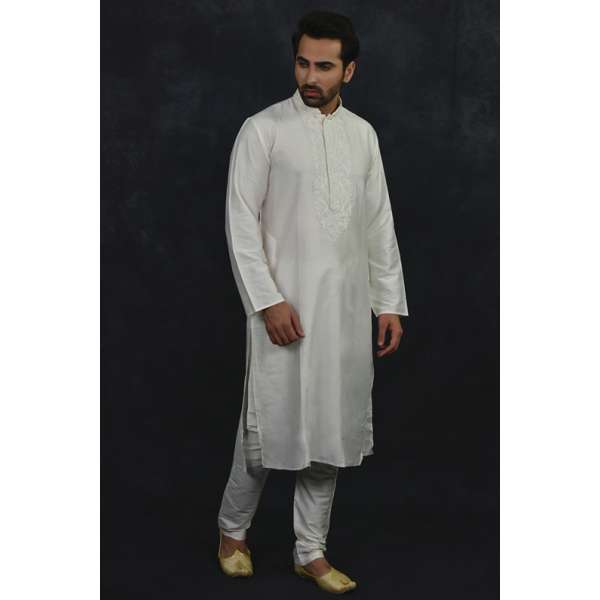 White Traditional Indian Kurta Pajama Readymade Suit