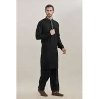 BLACK KURTA AND SHALWAR READY MADE MENSWEAR SUIT