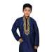 NAVY BLUE HEAVILY EMBROIDERED KURTA SET AND PYJAMA READY MADE BOYS SUIT