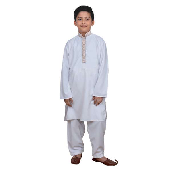 OFF WHITE YOUNG BOYS READY MADE SALWAR SUIT