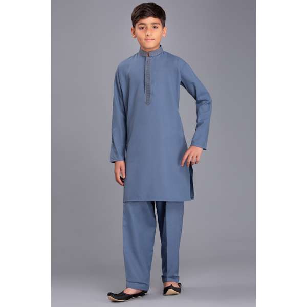 Coral Blue Pakistani Boys Salwar kameez