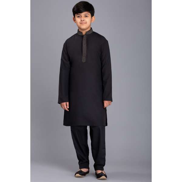 BLACK PATHAN STYLE PAKISTANI BOYS SHALWAR KAMEEZ SUIT