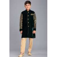 DARK GREEN AND BEIGE BOYS WEAR EID SUIT